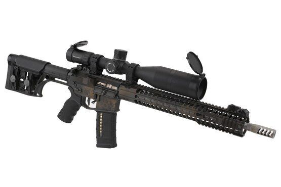 Platinum series 6-30x56mm PLX5 rifle scope with DEKA AMS MIL reticle is equally at home on bolt action or precision gas rifles